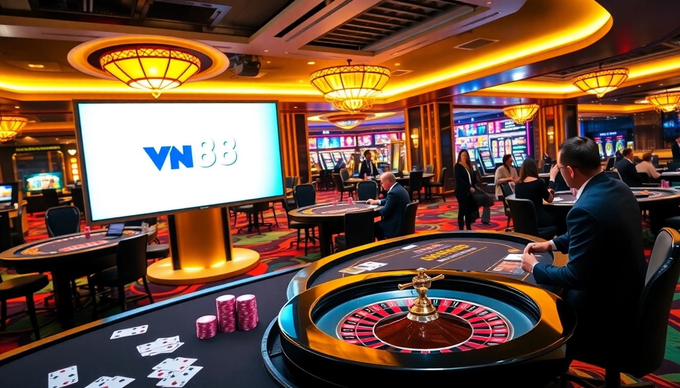 Experience the excitement of gambling at vn88 with vibrant casino tables and engaging games.