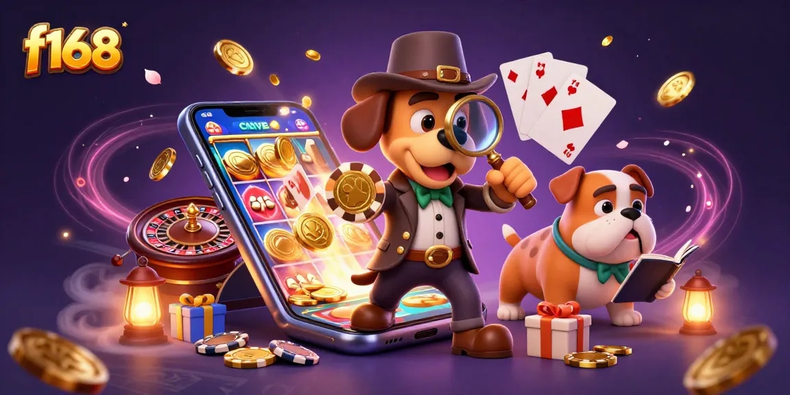 Immerse in the excitement of f168 online gambling with whimsical characters exploring treasures and gaming riches.