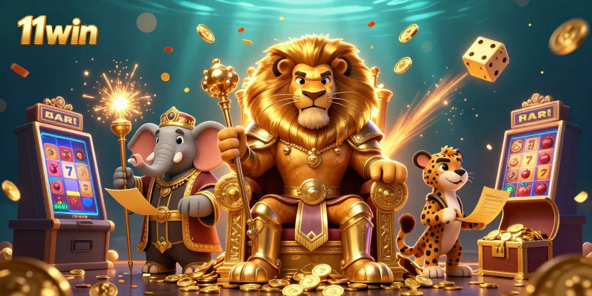 Play exciting games with 11win in a vibrant casino world featuring rich graphic elements.