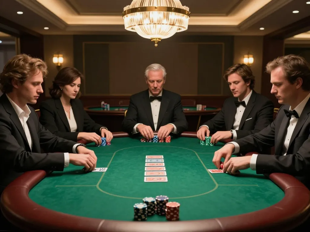 Players strategizing while using jun88 đăng nhập at an upscale poker table, showcasing a thrilling atmosphere.