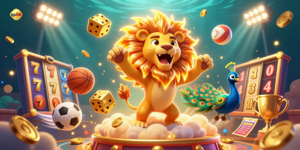 Engage with qs88 at the online casino showcasing vibrant gaming graphics featuring slots and dynamic sports elements.