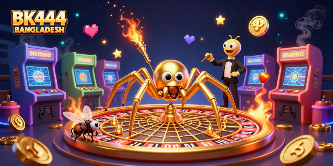 Experience thrilling bets with BK444 BANGLADESH in a vibrant, animated casino scene.