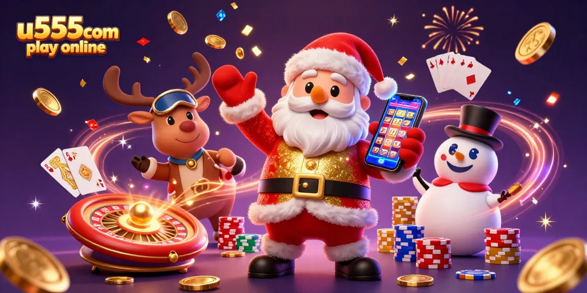 Play exciting games at u555com play online with Santa, reindeer, and a poker chip snowman!
