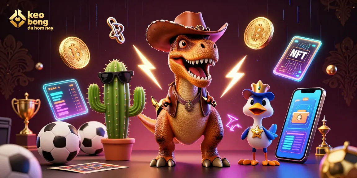 Engage in thrilling sports betting tactics with keo bong da hom nay featuring a T-Rex and friends!