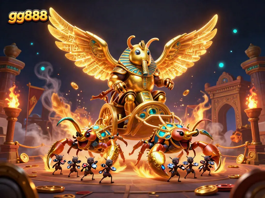 Experience thrilling gameplay with gg888 as colossal creatures and poker chips come alive in vivid 3D.