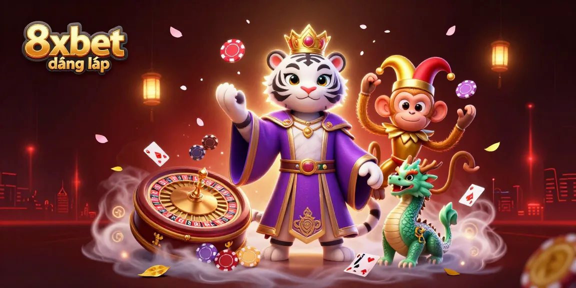 Playful golden monkey juggles poker chips in vibrant 8xbet đăng nhập casino scene.