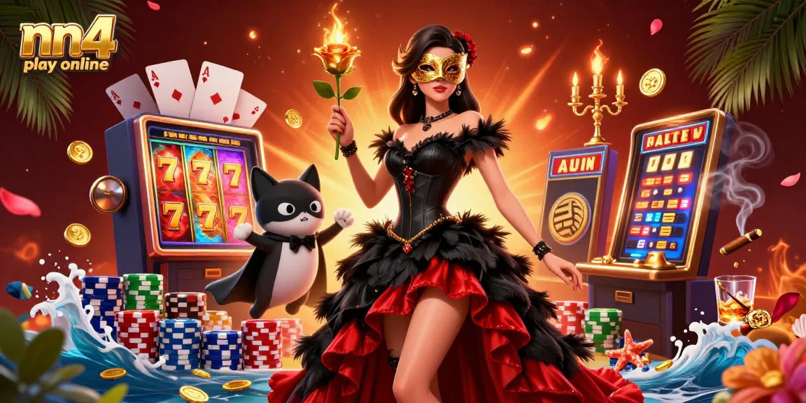 Engage in thrilling gaming at nn4 play online with vibrant slot machines and casino elements.