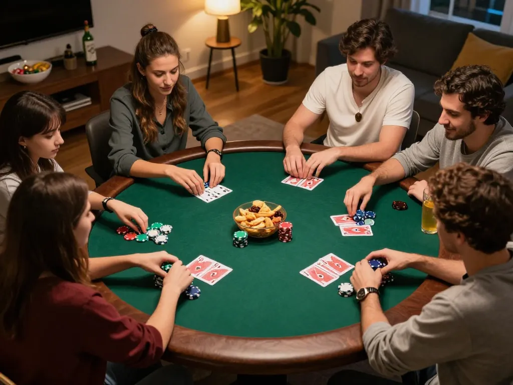 Enjoying a thrilling poker night with friends on jogoluck, showcasing competitive gameplay and camaraderie.