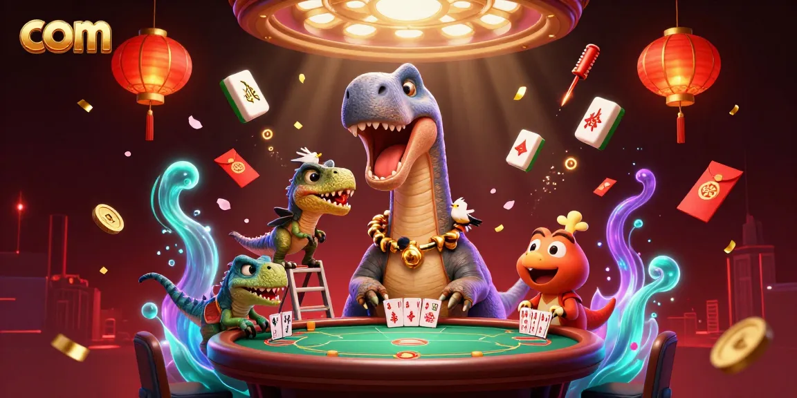 Experience the thrill of com as a brontosaurus oversees a vibrant casino scene