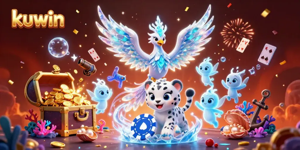 Kuwin enhances your gameplay with vibrant casino illustrations featuring unique characters and gaming elements.