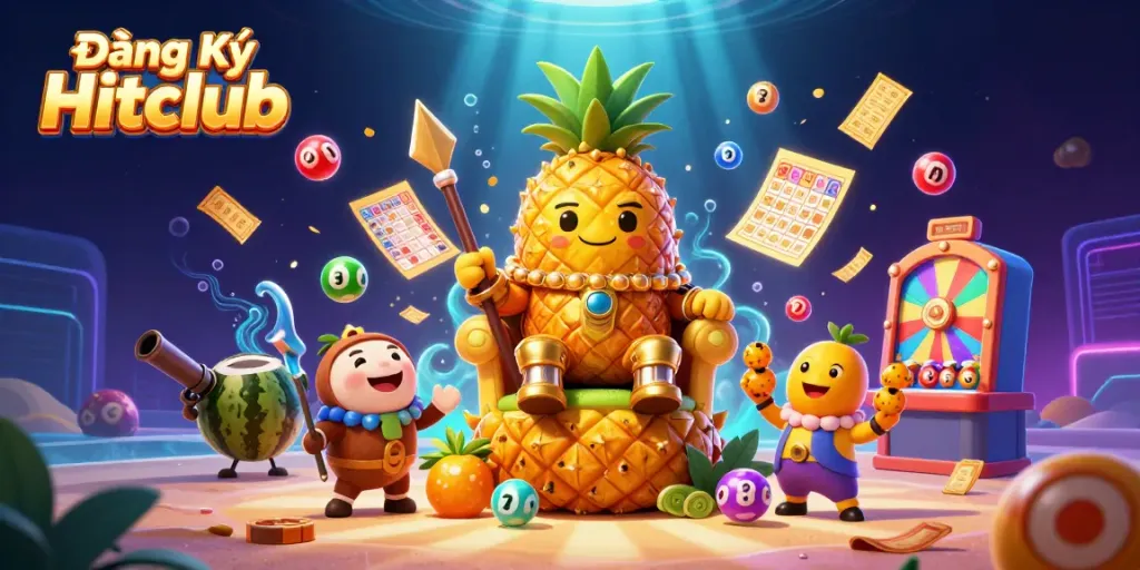 Engage in fun and excitement at Đăng Ký Hitclub with vibrant casino elements and dynamic characters.