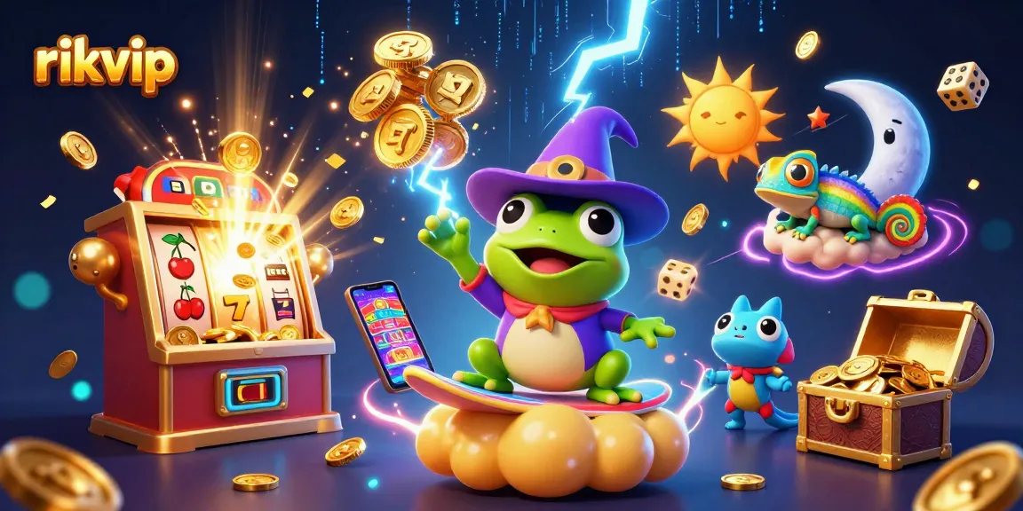 Play exciting games and win big with rikvip featuring vibrant characters and casino elements.