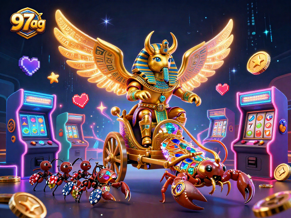 Experience the excitement of 97ag as a golden scarab beetle and scorpions bring casino adventure to life!