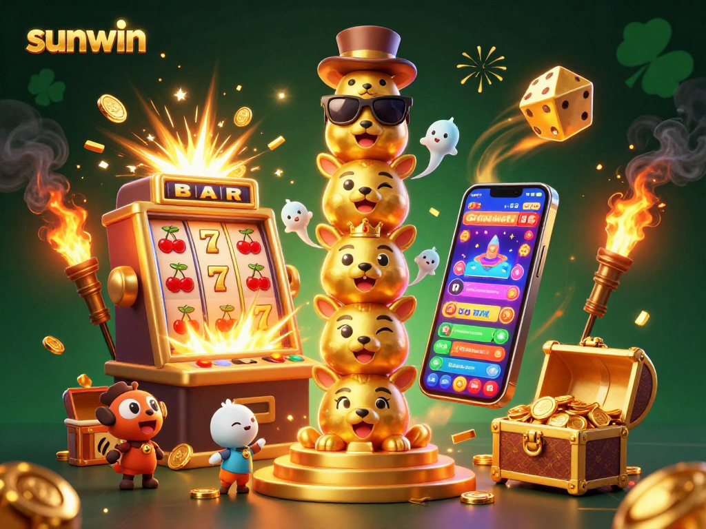 Spin the reels at sunwin casino, featuring vibrant 3D graphics and dynamic jackpot explosions.