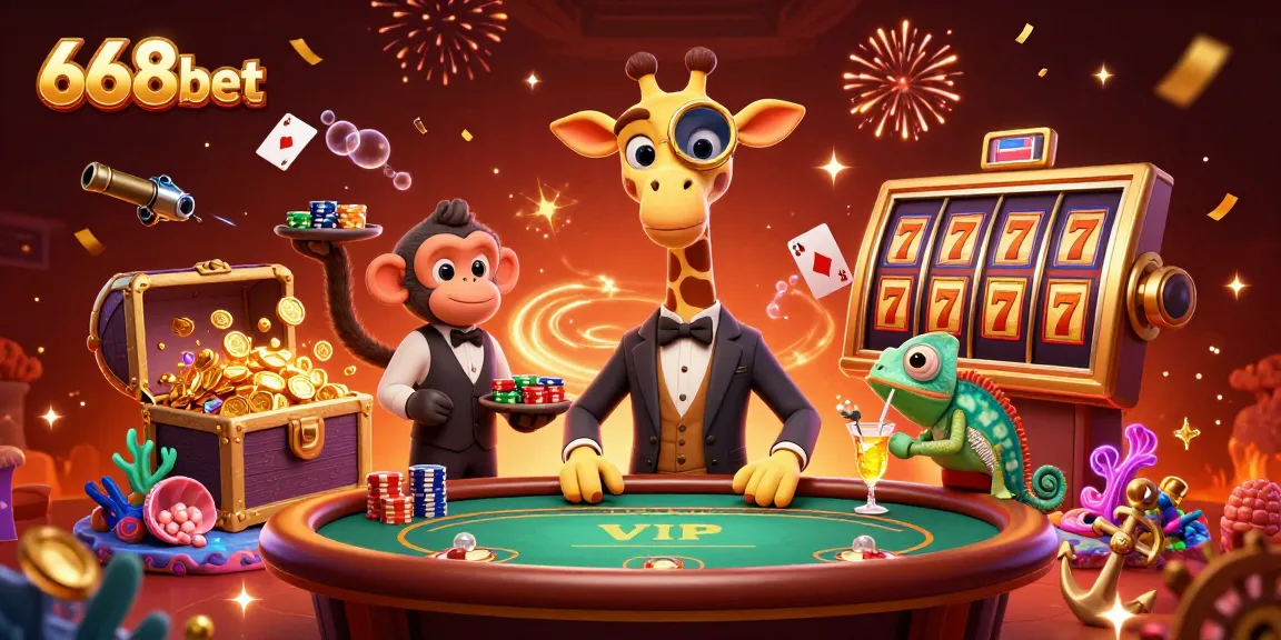 Experience thrilling gaming moments at 668bet with a vibrant illustration of rich casino action.