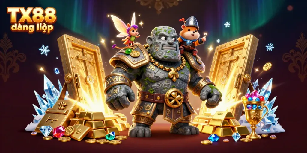 Join the adventure with TX88 đăng nhập as a stone golem, fairy, and hamster knight explore dazzling treasures!