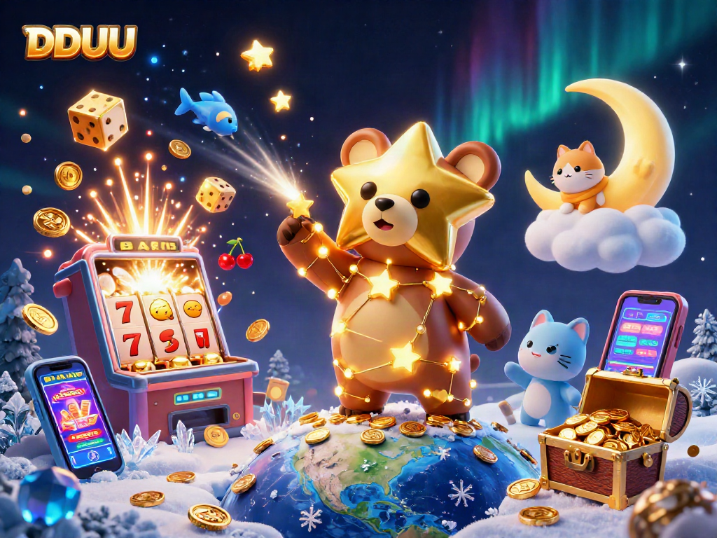 Engage with DDUU and experience thrilling wins at the dynamic casino, featuring vibrant game elements and magical characters.