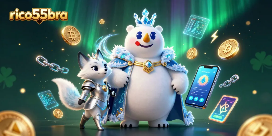 Engage in thrilling gameplay at rico55bra with colorful 3D cartoon elements and cryptocurrency visuals.