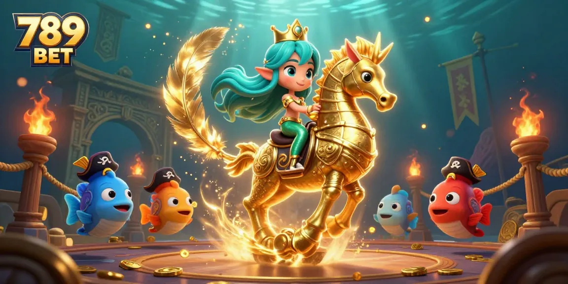 Engage with 789 BET's vibrant underwater casino world featuring a mermaid, seahorse, and pirate fish.
