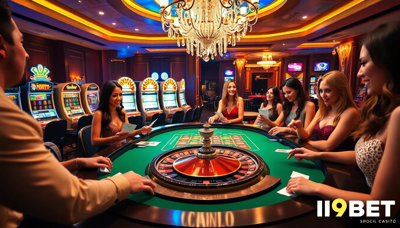 Enjoying a thrilling game at I9BET with vibrant casino atmosphere and exciting poker action.