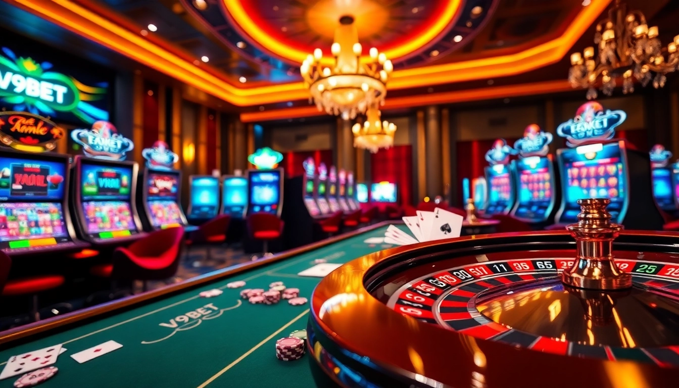 Experience thrilling online gaming at V9BET đang nhập with exciting casino table games and vibrant slot machines.