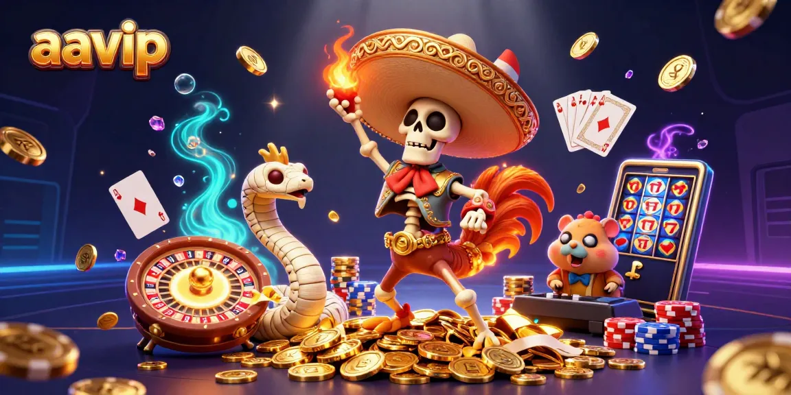 Experience the thrill of AAVIP casino with vibrant characters and dynamic 3D illustrations.