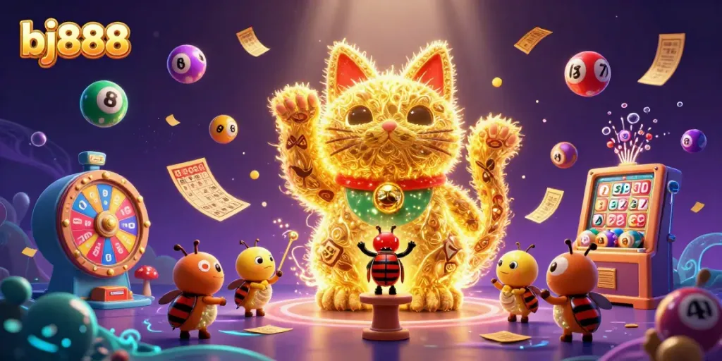 Experience exciting wins with bj888 in this vibrant casino-themed illustration.