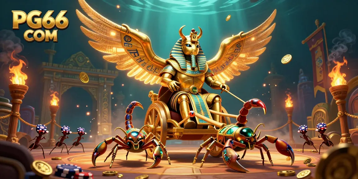 Experience thrilling wins at PG66 COM with vibrant 3D casino illustrations featuring engaging characters and game elements.