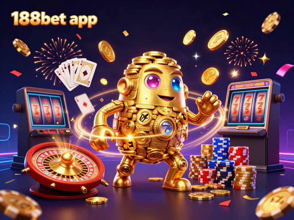 Experience the excitement of the 188bet app with a golden golem and dynamic casino elements!