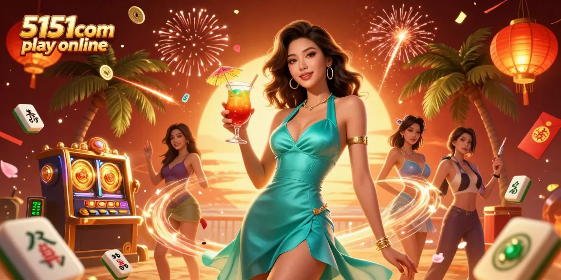 Experience the excitement with 5151com play online, showcasing Asian casino themes, slot reels, and festive elements.