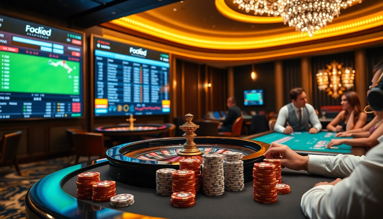 Plataforma xxgg showcasing gamblers placing bets in a luxurious sportsbook environment.