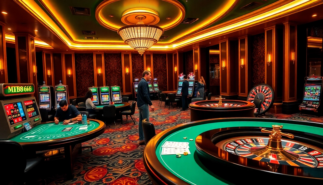 Engaging gamblers at MB66 online casino with vibrant poker action and exciting slot machines.